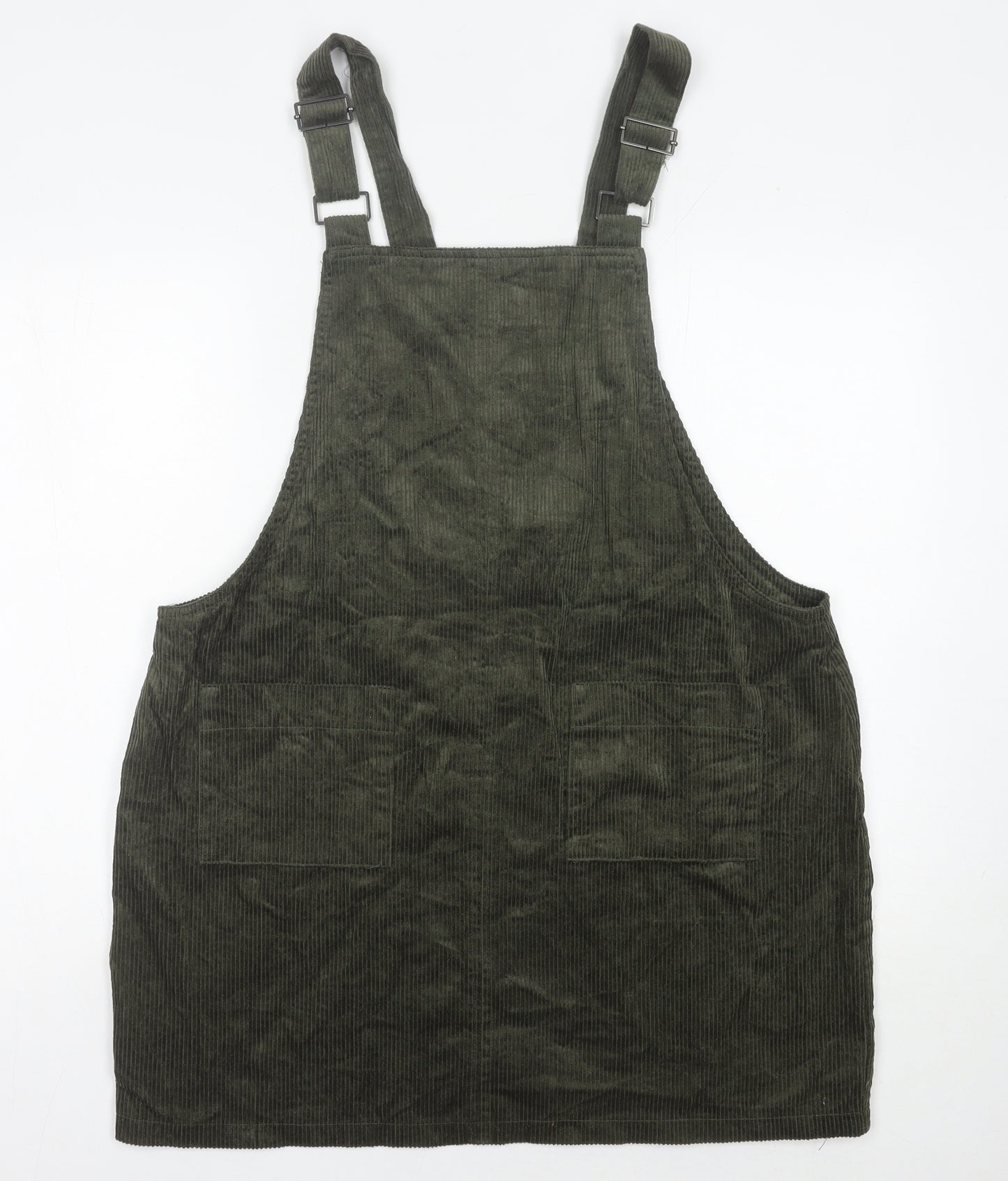 George Women's Green Corduroy Dungaree Dress Size 18