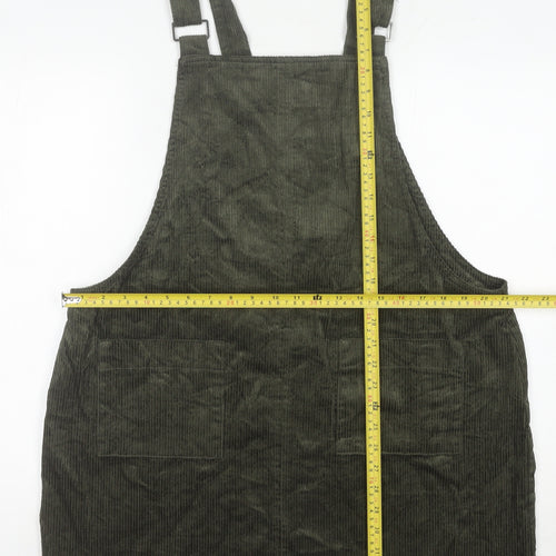 George Women's Green Corduroy Dungaree Dress Size 18