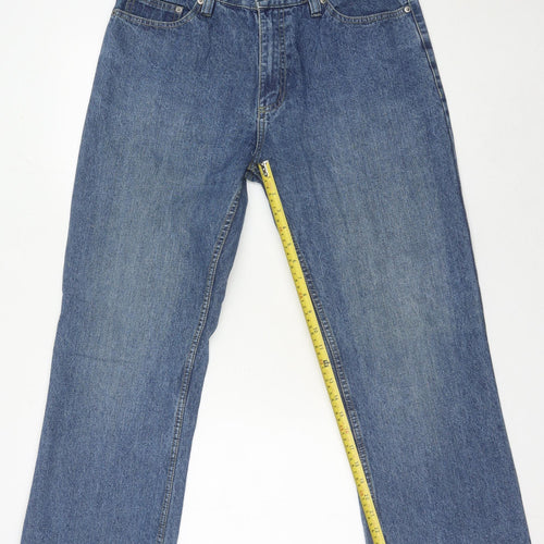 George Men's Blue Bootcut Jeans, Size 34, Classic Fit