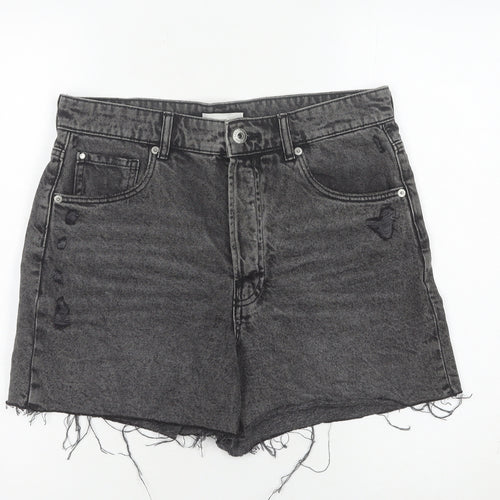H&M Women's Black Denim Cut-Off Shorts Size 12