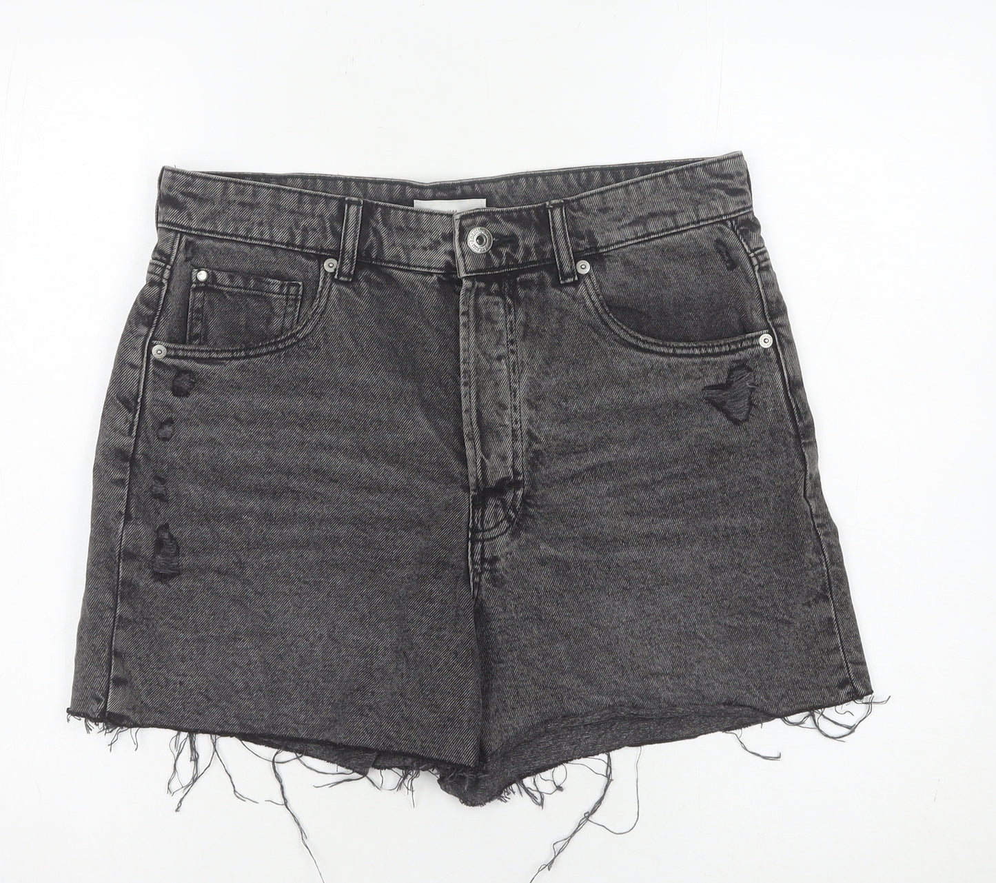 H&M Women's Black Denim Cut-Off Shorts Size 12