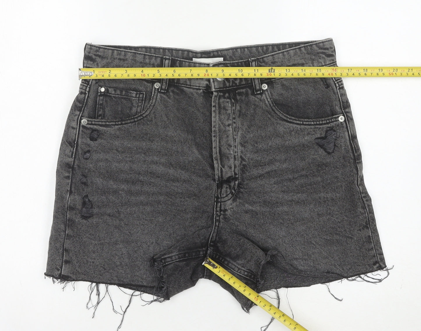 H&M Women's Black Denim Cut-Off Shorts Size 12