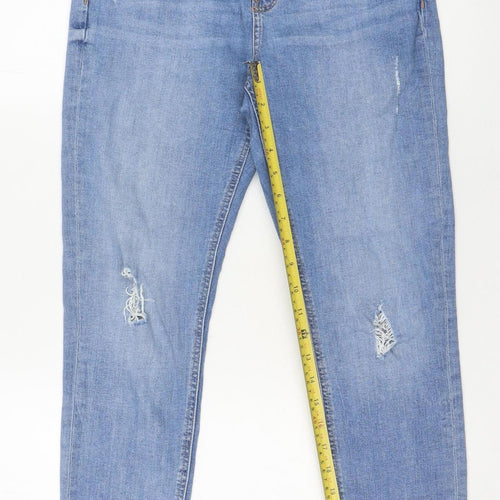 Primark Women's Blue Slim Distressed Jeans Size 14