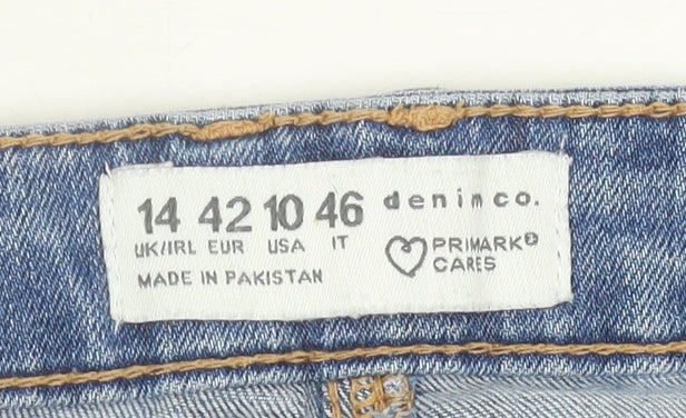 Primark Women's Blue Slim Distressed Jeans Size 14