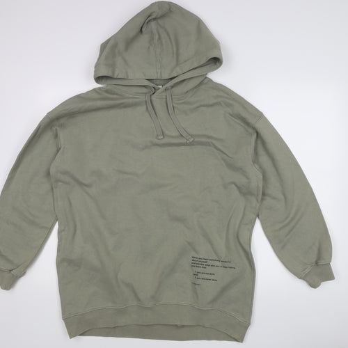 H&M Men's Green Regular Fit Pullover Hoodie S