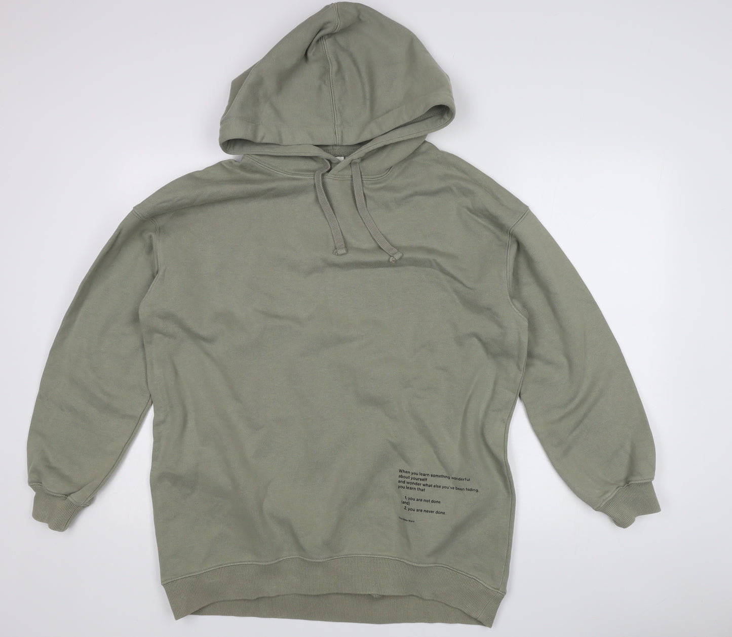 H&M Men's Green Regular Fit Pullover Hoodie S