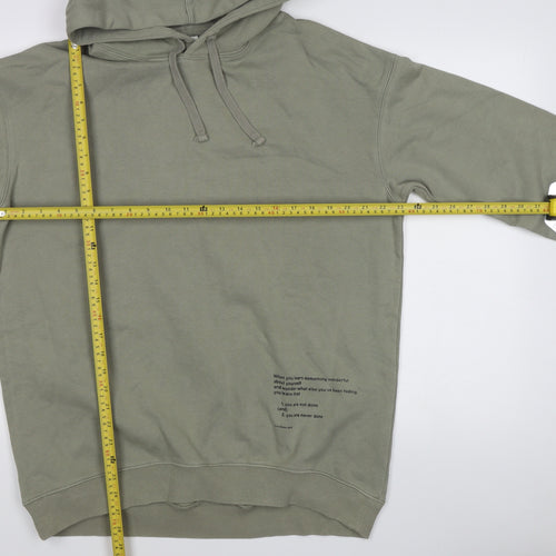 H&M Men's Green Regular Fit Pullover Hoodie S