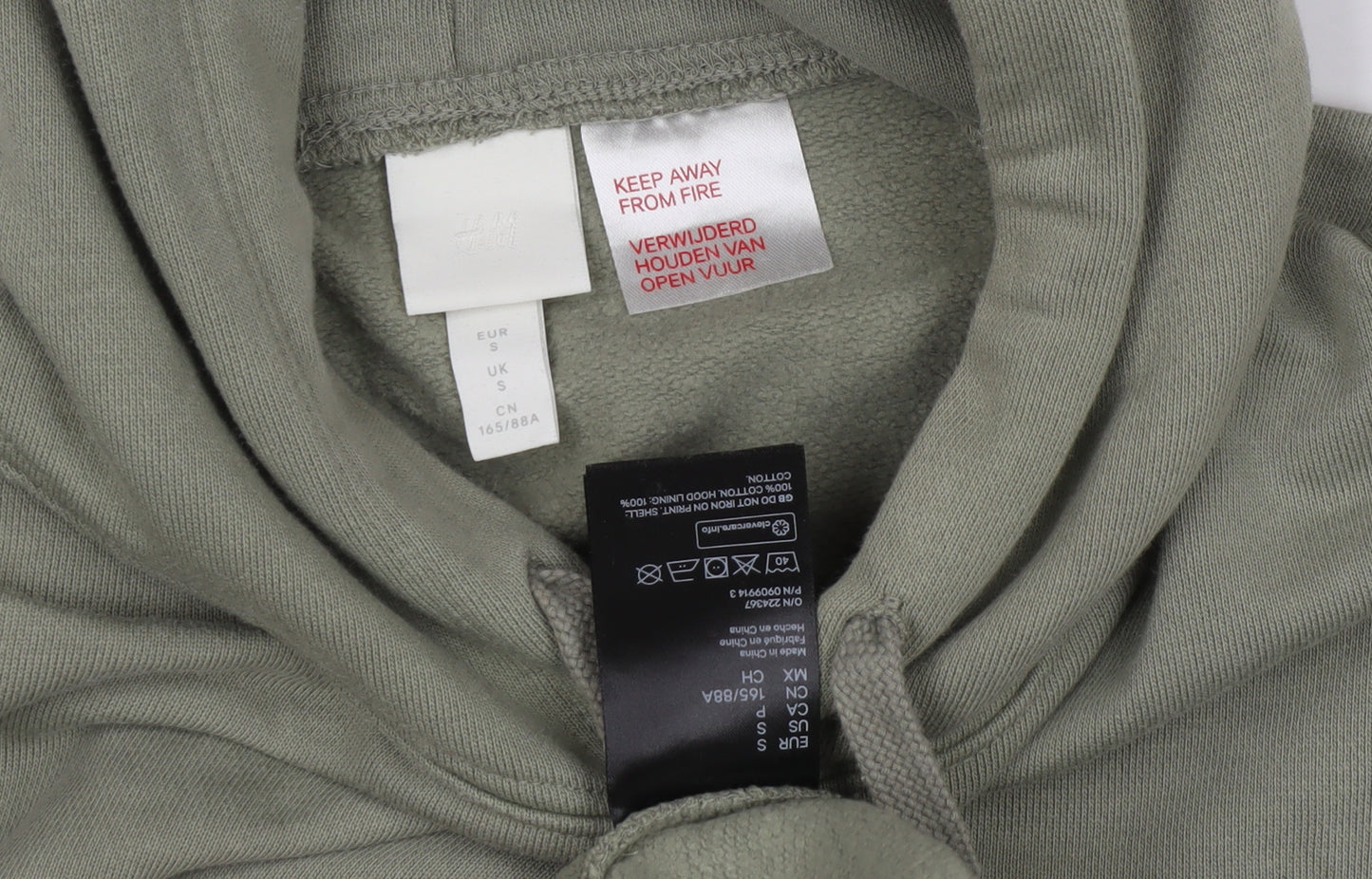 H&M Men's Green Regular Fit Pullover Hoodie S