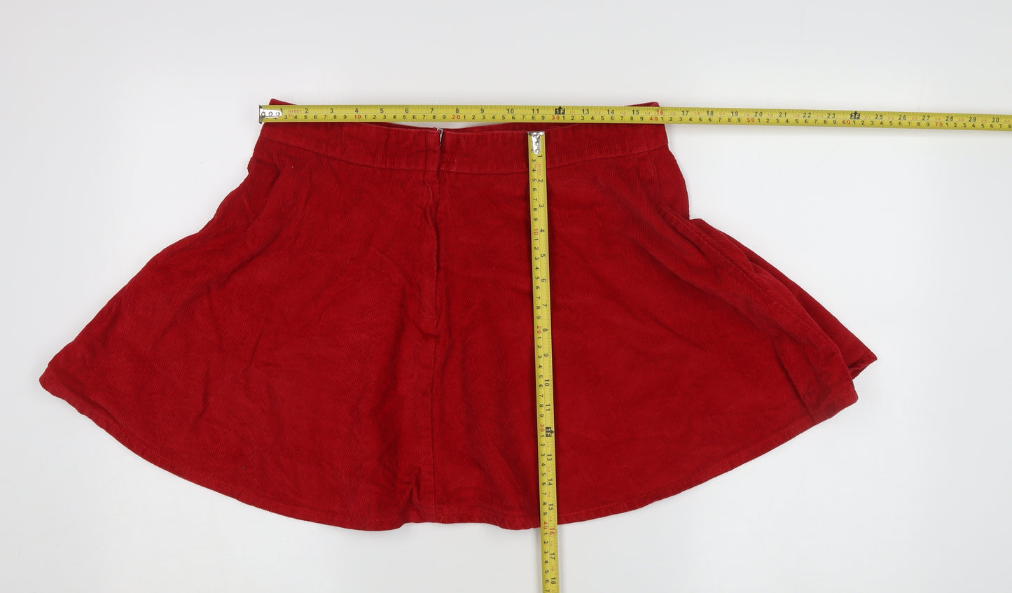 Denim Co. Women's Red A-Line Corduroy Skirt Size 16