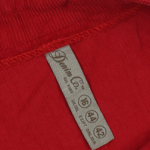Denim Co. Women's Red A-Line Corduroy Skirt Size 16