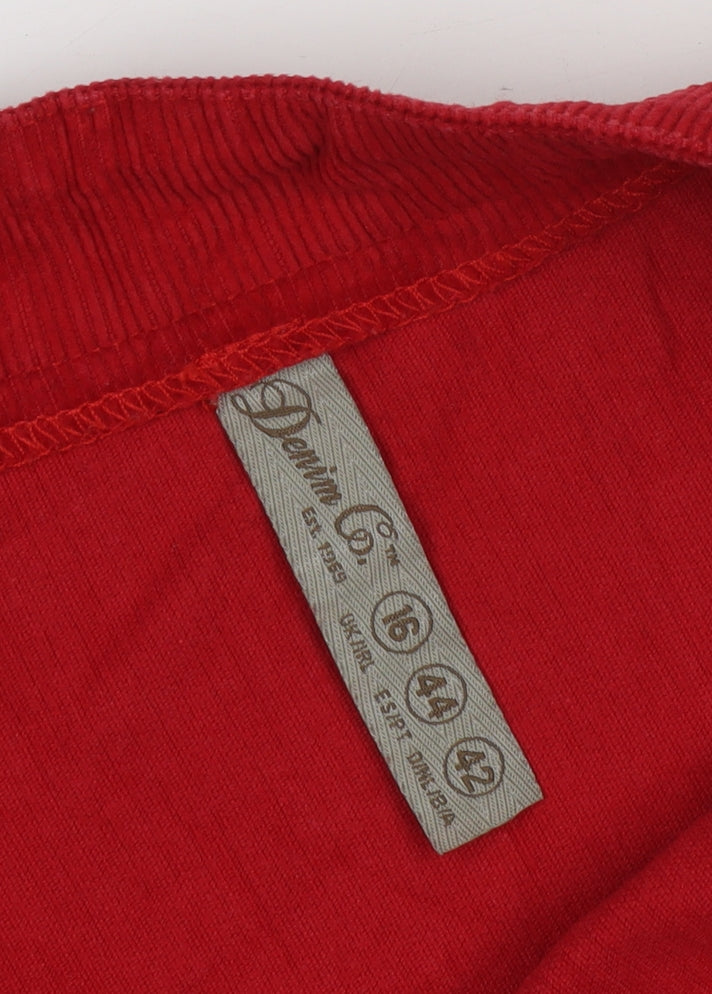 Denim Co. Women's Red A-Line Corduroy Skirt Size 16