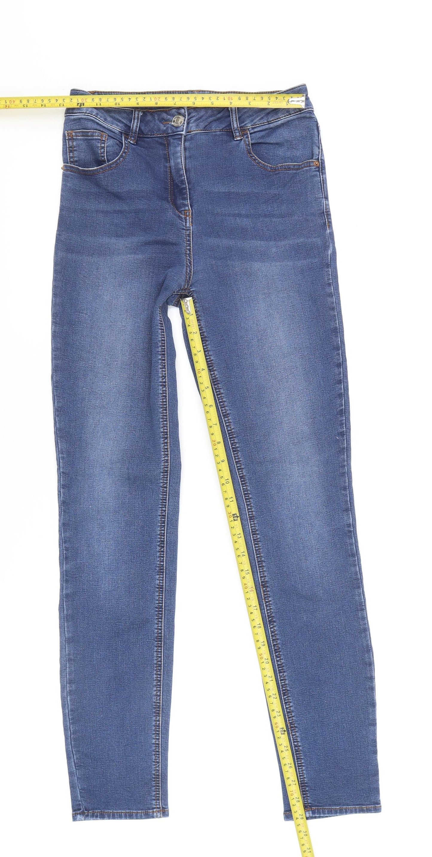 Papaya Women's Blue Straight Jeans, Size 8, Stretch Denim