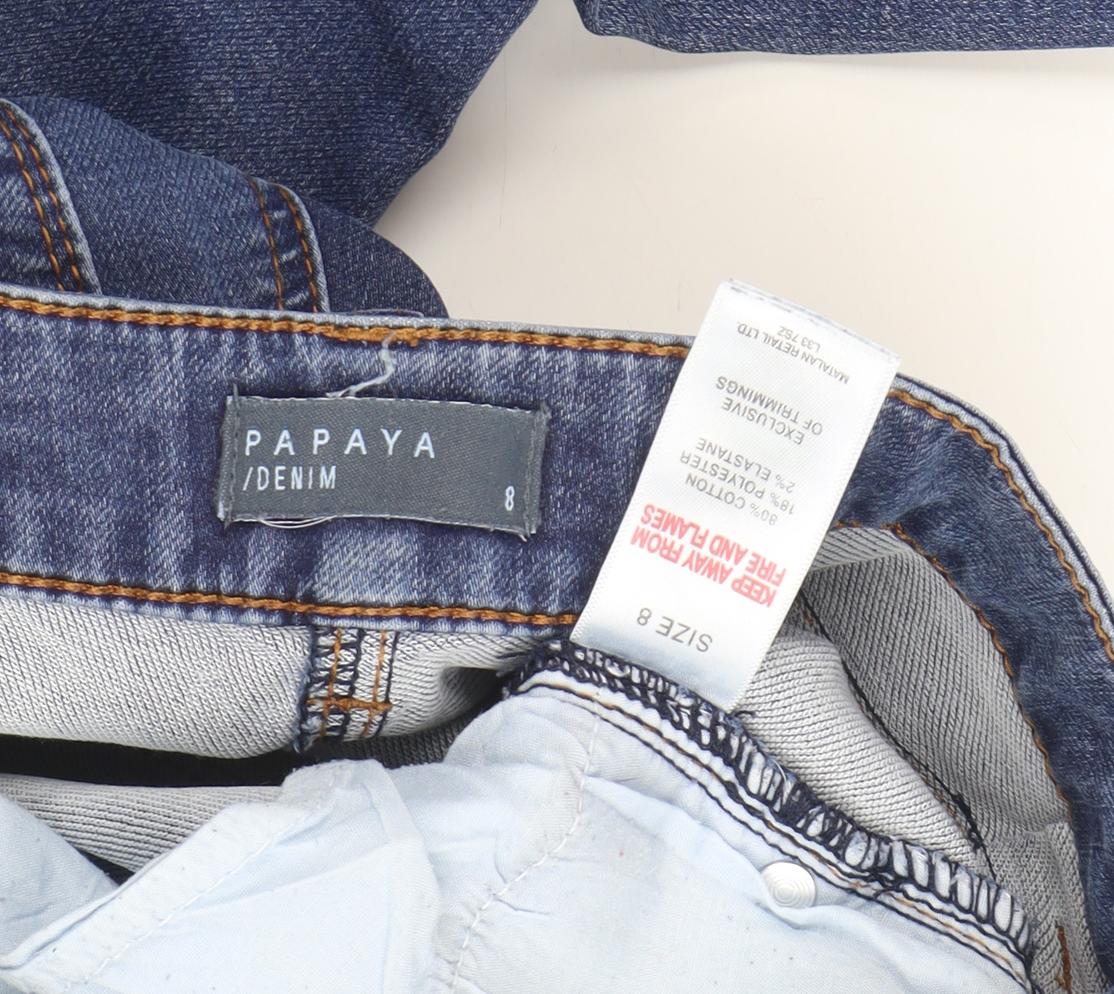 Papaya Women's Blue Straight Jeans, Size 8, Stretch Denim