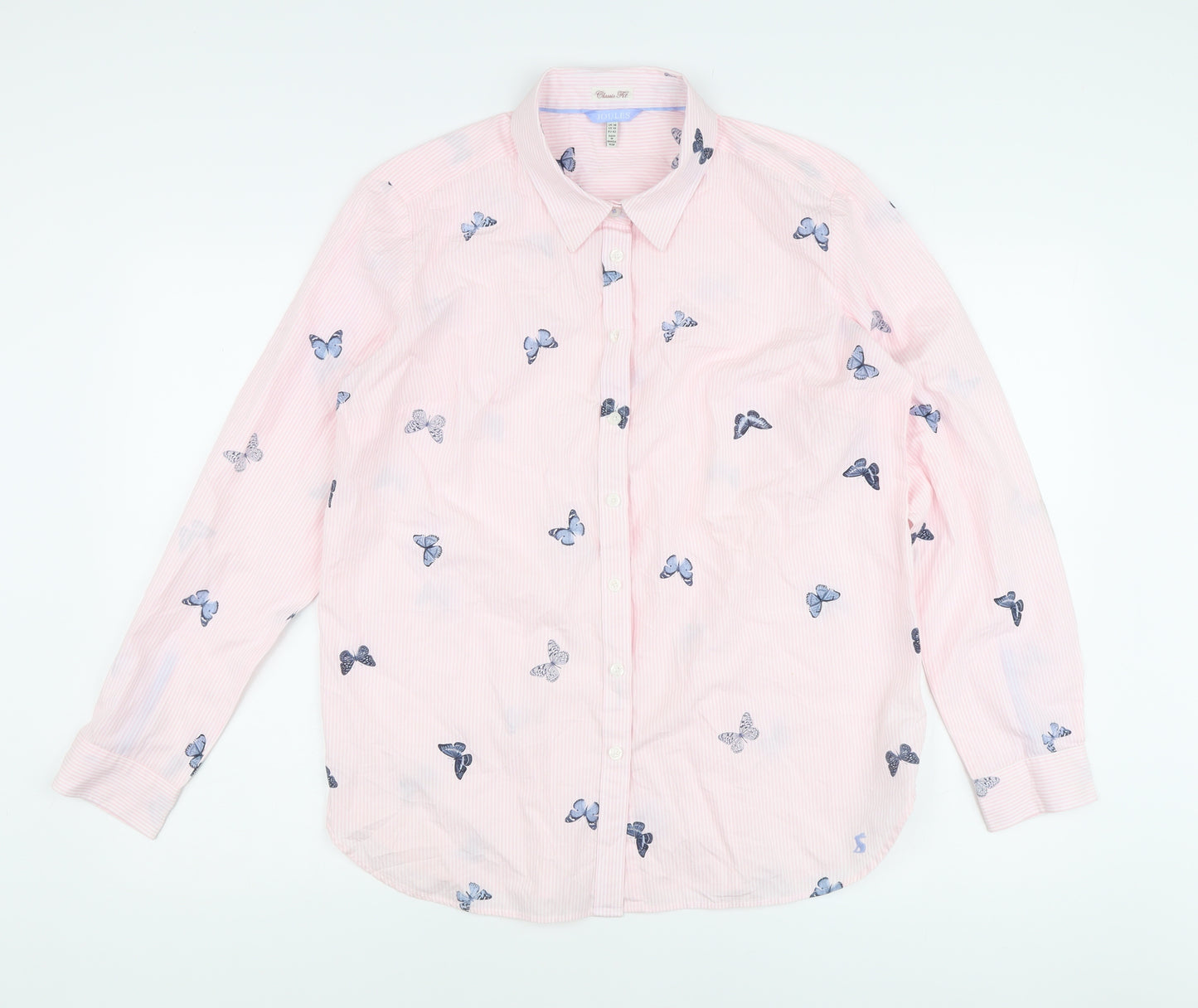 Joules Women's Pink Striped Button-Up Shirt Size 14