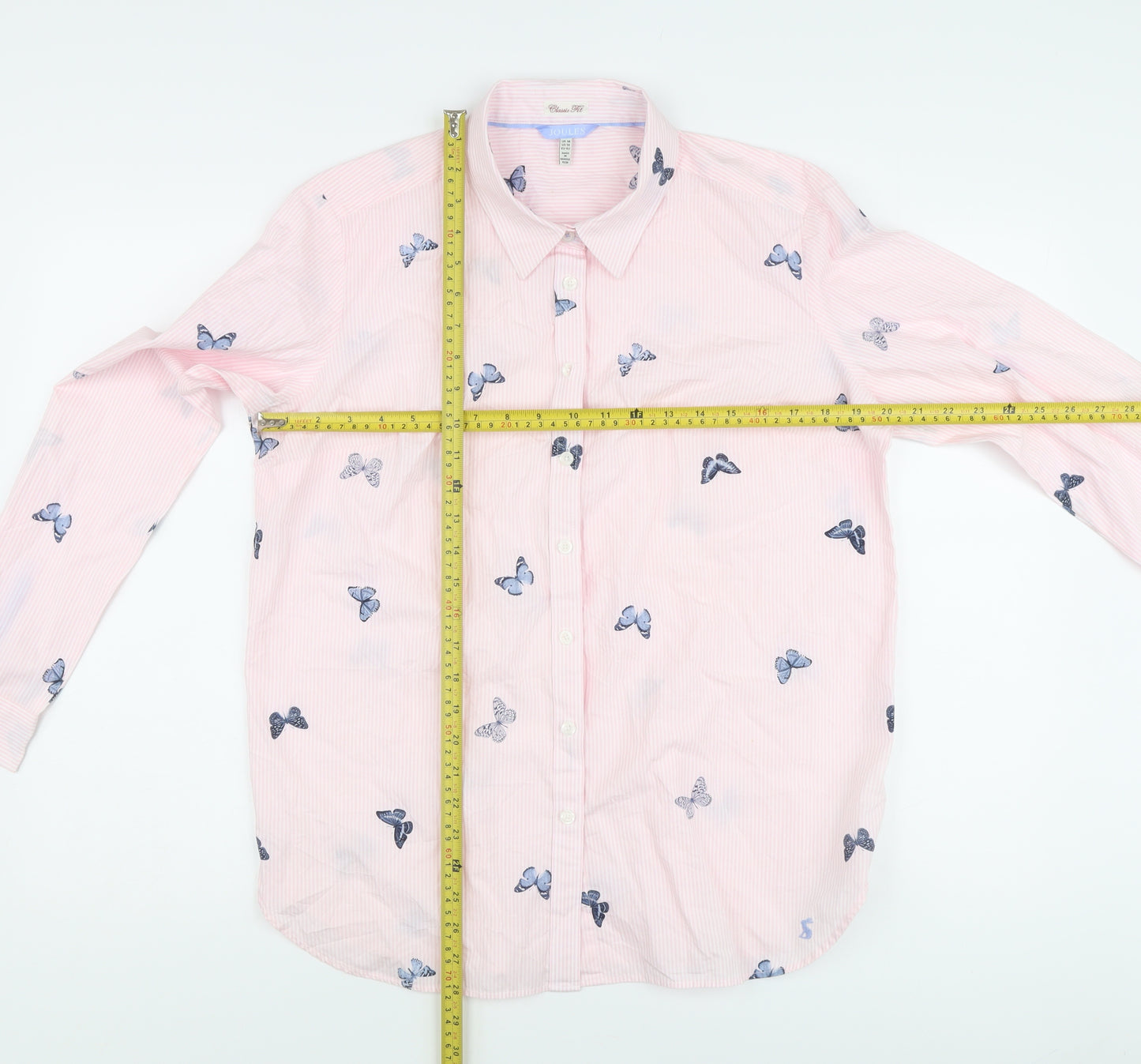 Joules Women's Pink Striped Button-Up Shirt Size 14