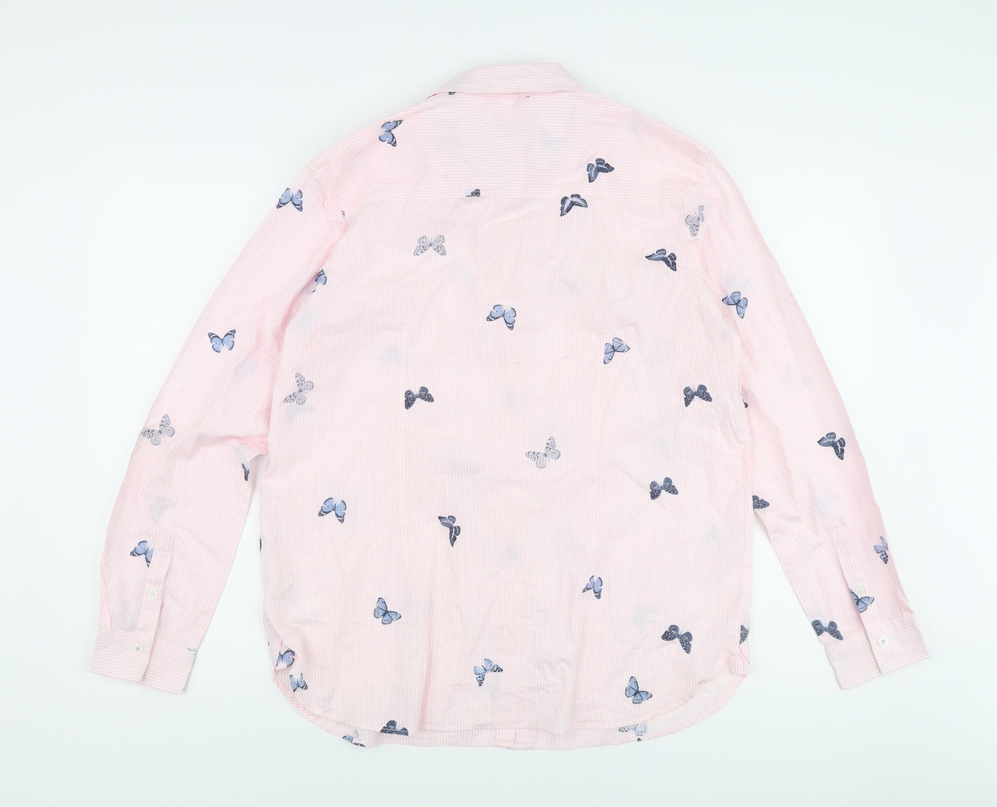 Joules Women's Pink Striped Button-Up Shirt Size 14