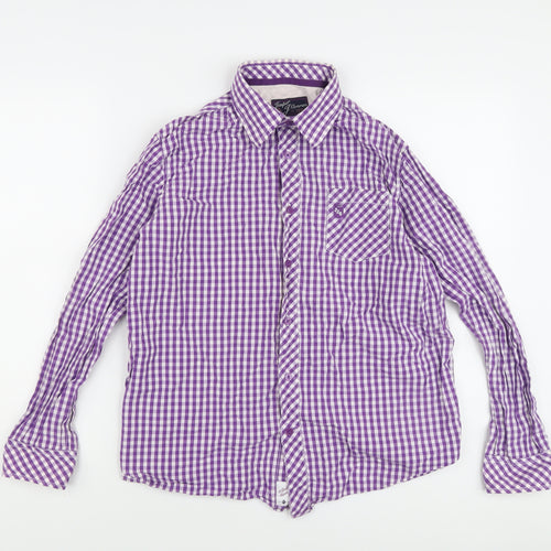 Jasper J Conran Girls Purple Gingham Collared Long Sleeve Shirt