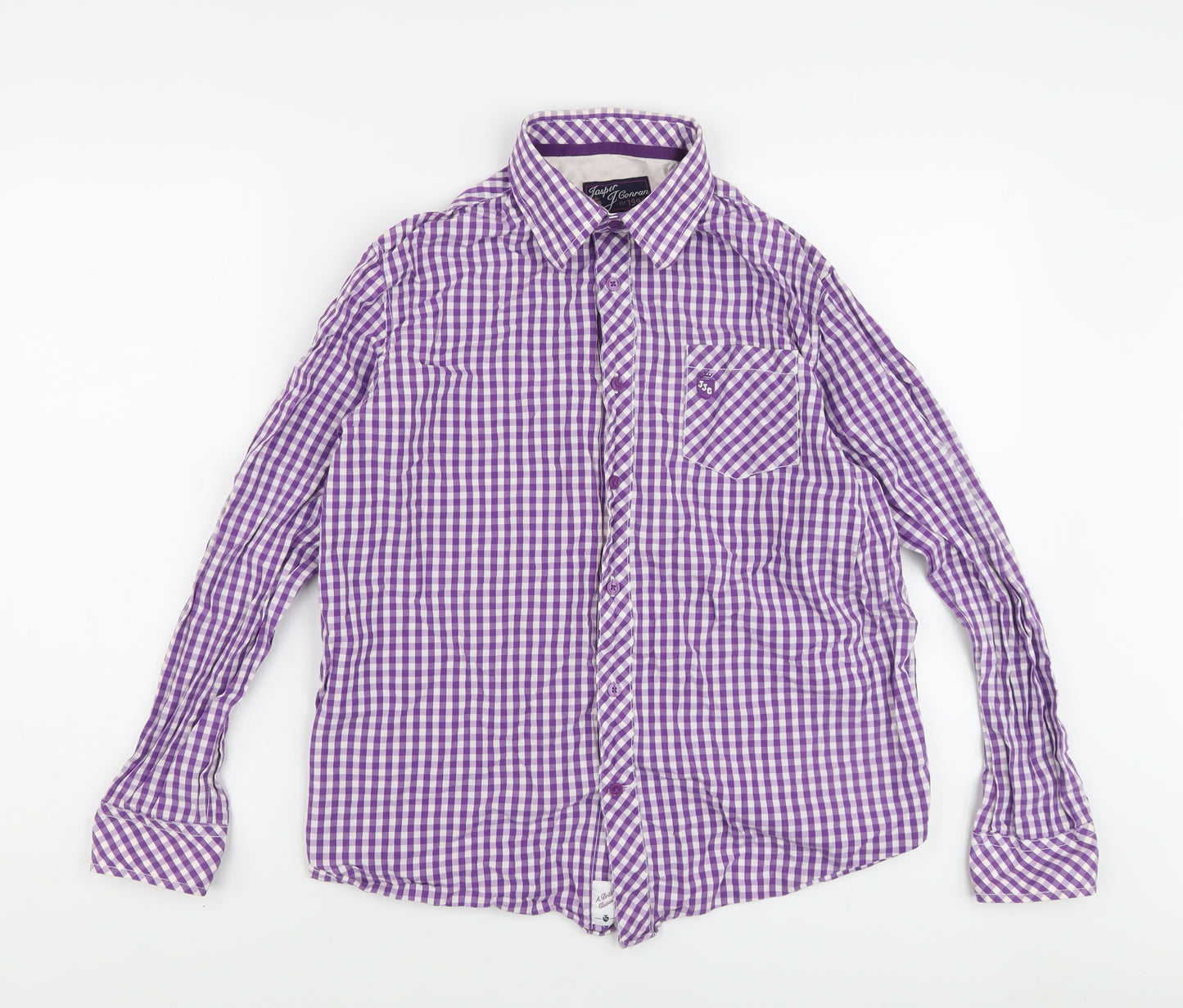 Jasper J Conran Girls Purple Gingham Collared Long Sleeve Shirt