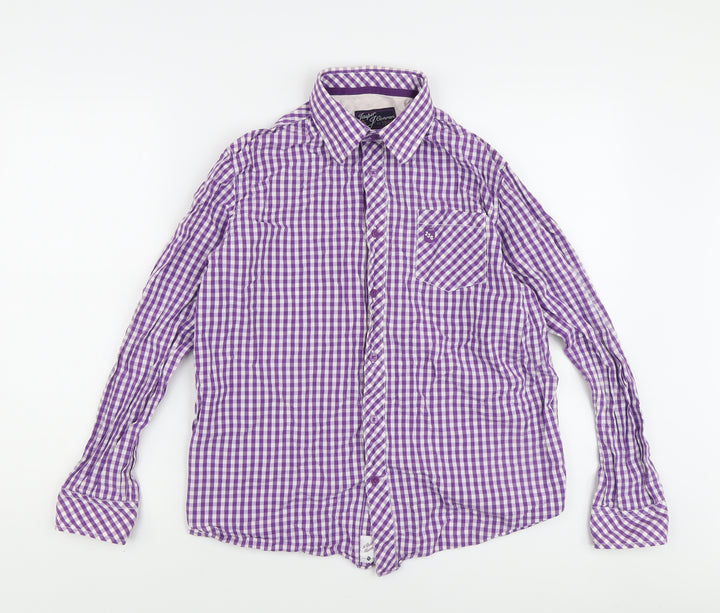 Jasper J Conran Girls Purple Gingham Collared Long Sleeve Shirt