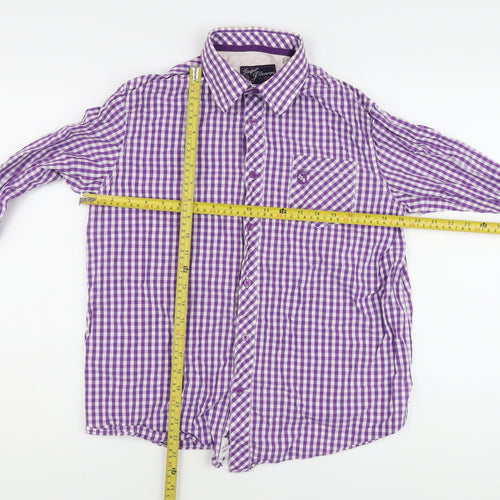 Jasper J Conran Girls Purple Gingham Collared Long Sleeve Shirt