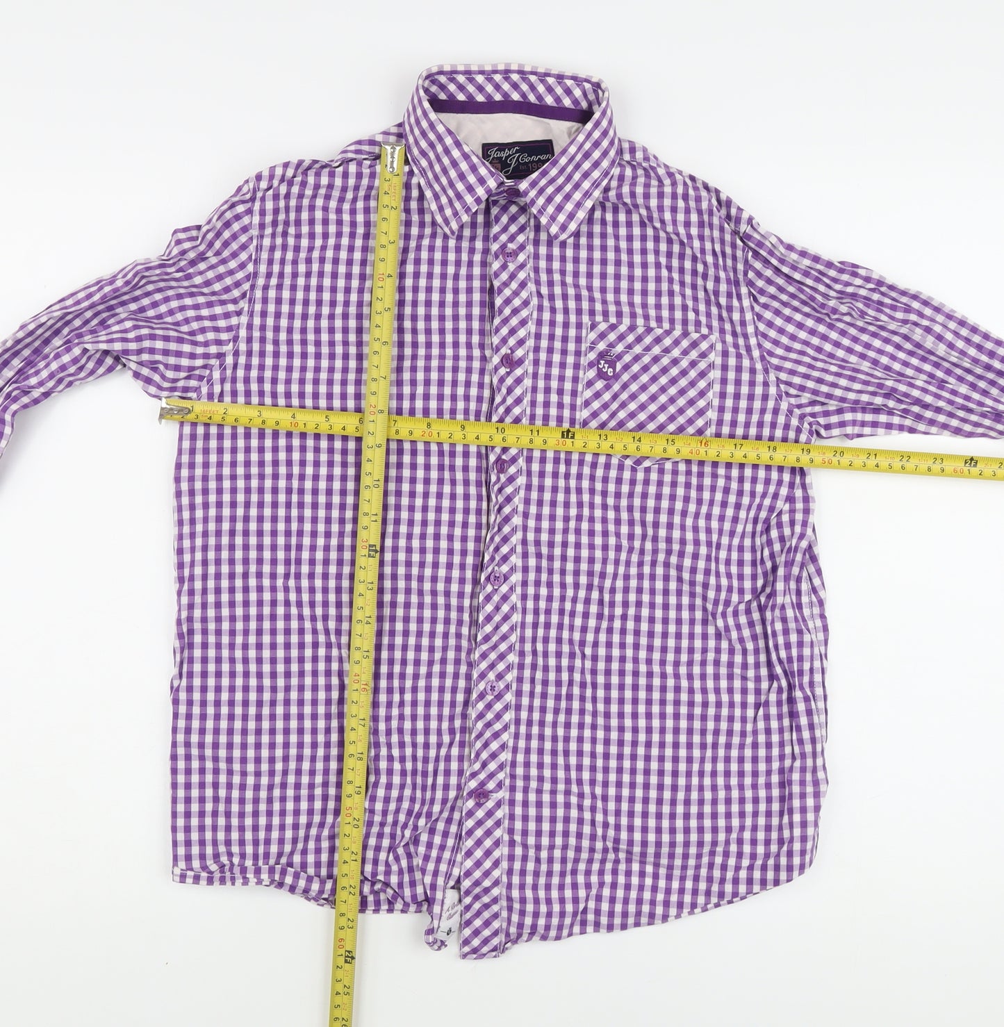 Jasper J Conran Girls Purple Gingham Collared Long Sleeve Shirt