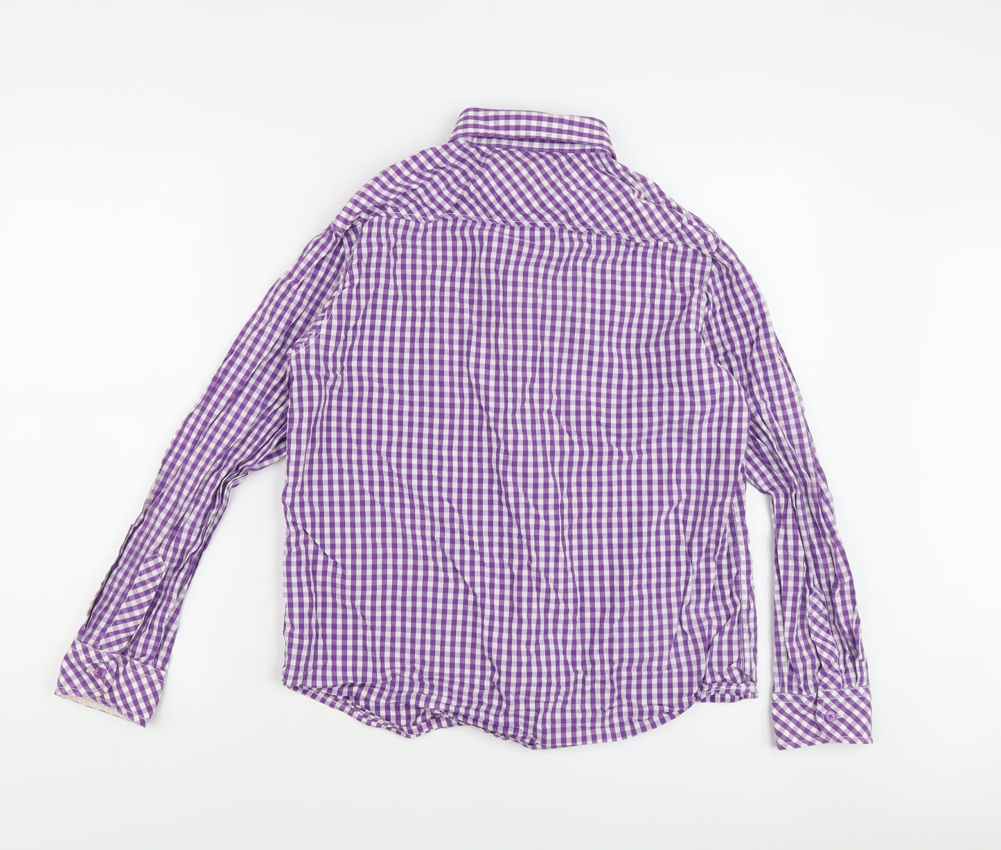 Jasper J Conran Girls Purple Gingham Collared Long Sleeve Shirt