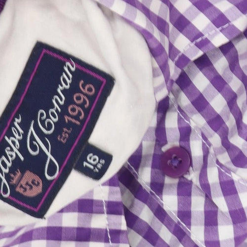 Jasper J Conran Girls Purple Gingham Collared Long Sleeve Shirt