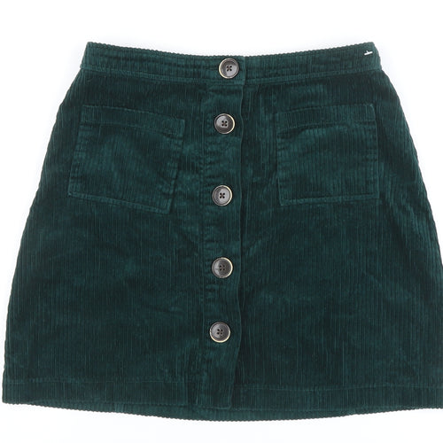 Denim Co. Women's Green Corduroy A-Line Skirt, Size 8
