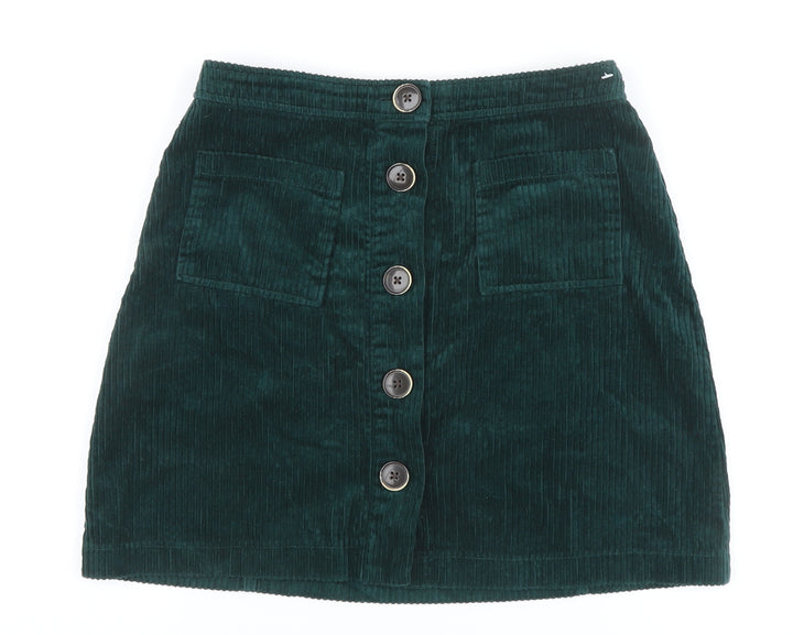 Denim Co. Women's Green Corduroy A-Line Skirt, Size 8