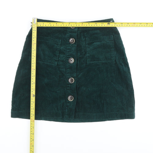 Denim Co. Women's Green Corduroy A-Line Skirt, Size 8