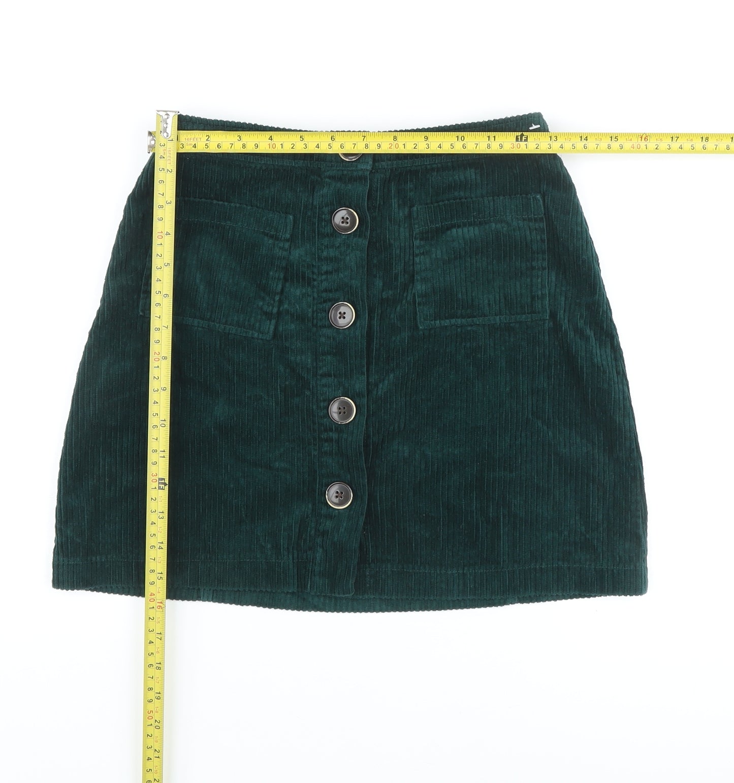 Denim Co. Women's Green Corduroy A-Line Skirt, Size 8