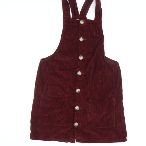 Denim Co. Women's Red Corduroy Pinafore Dress 12