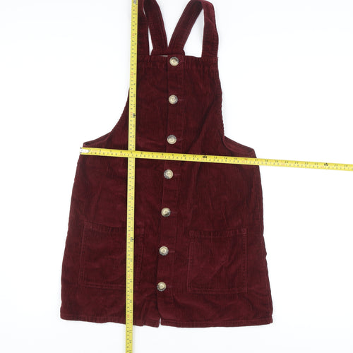 Denim Co. Women's Red Corduroy Pinafore Dress 12