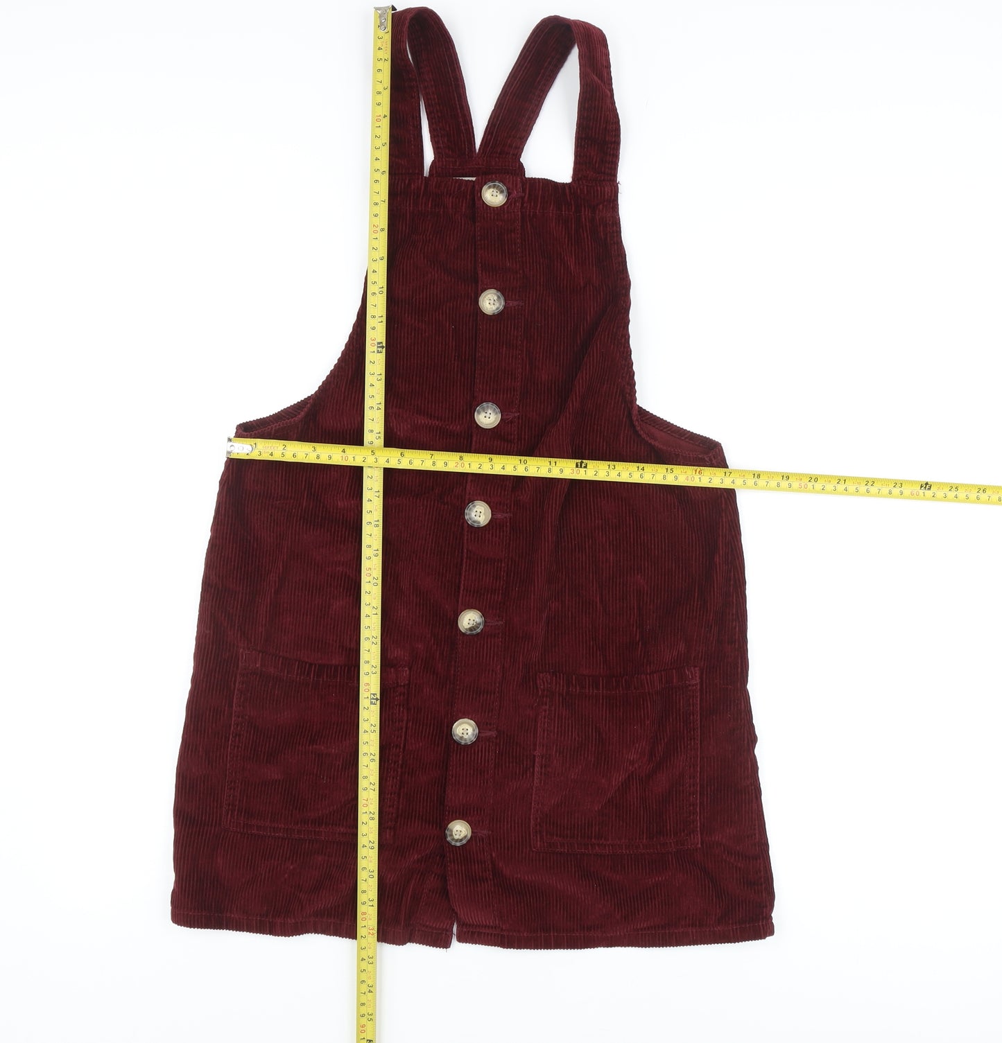 Denim Co. Women's Red Corduroy Pinafore Dress 12