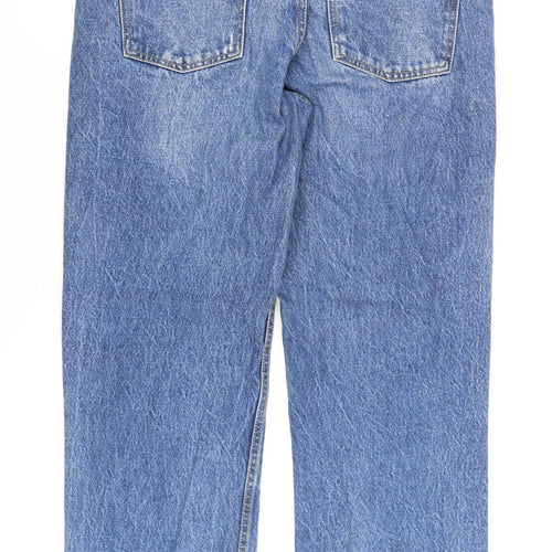 Primark Women's Blue Distressed Straight Jeans - Size 12