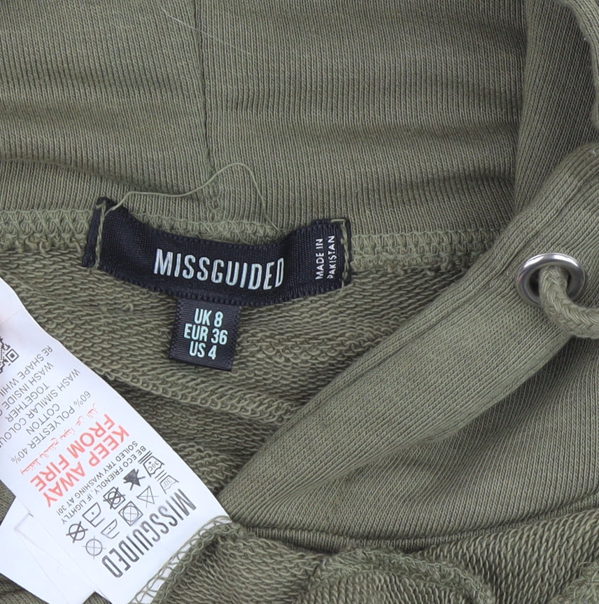 Missguided Women's Green Pullover Hoodie Size 8