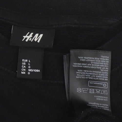 H&M Unisex Adults Black Pullover Sweatshirt L