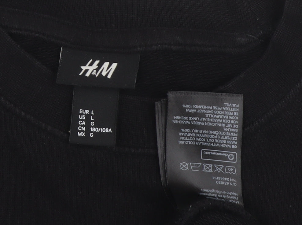 H&M Unisex Adults Black Pullover Sweatshirt L