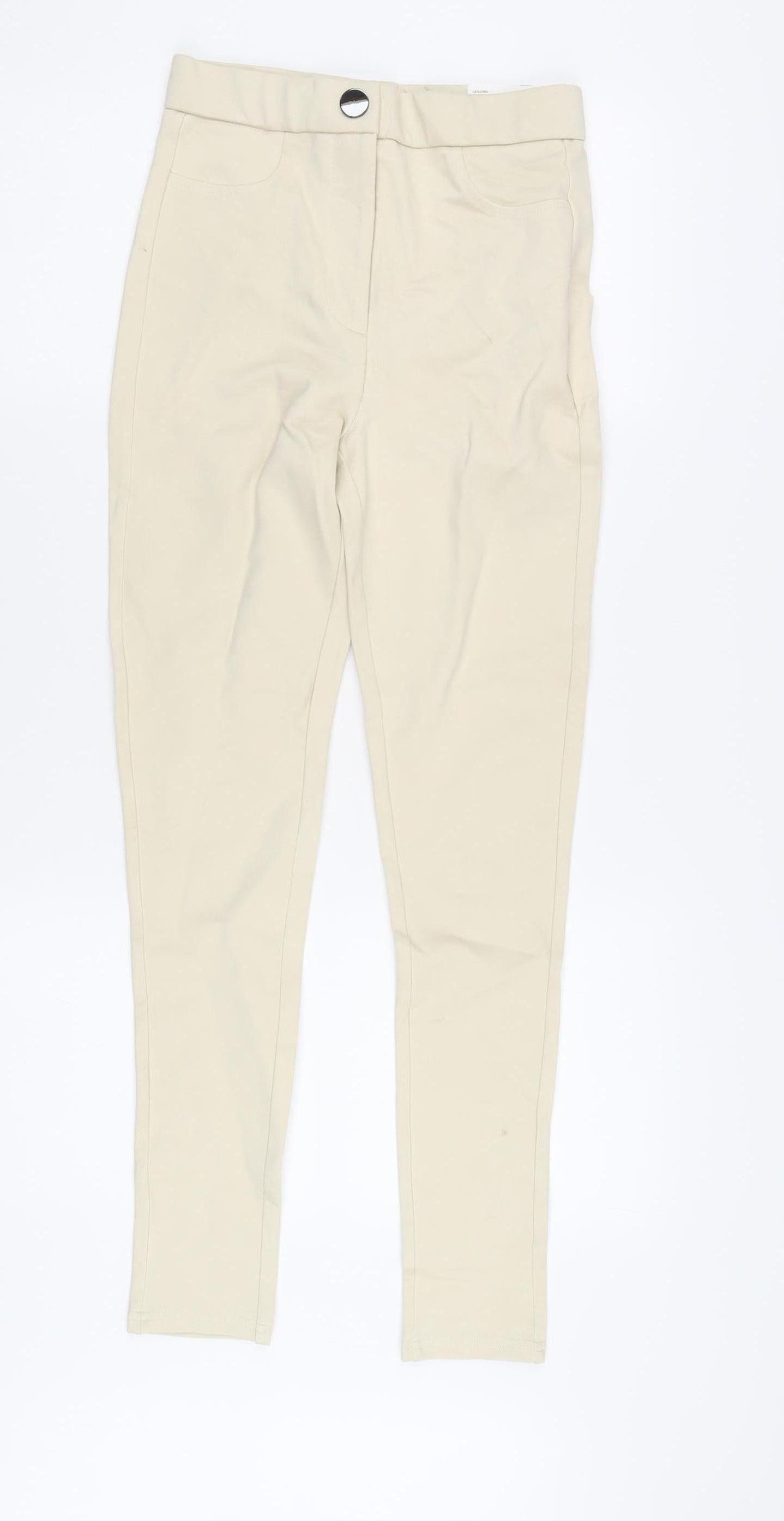 Zara Women's Beige High-Rise Leggings S