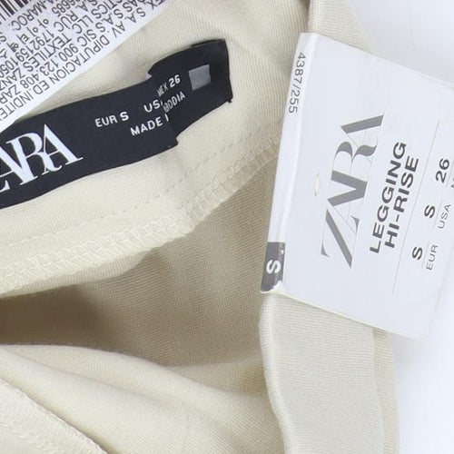 Zara Women's Beige High-Rise Leggings S