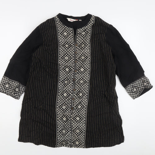 Akritii Women's Black Tunic Blouse XL, 3/4 Sleeve Boho
