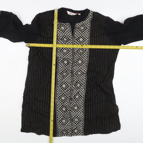 Akritii Women's Black Tunic Blouse XL, 3/4 Sleeve Boho