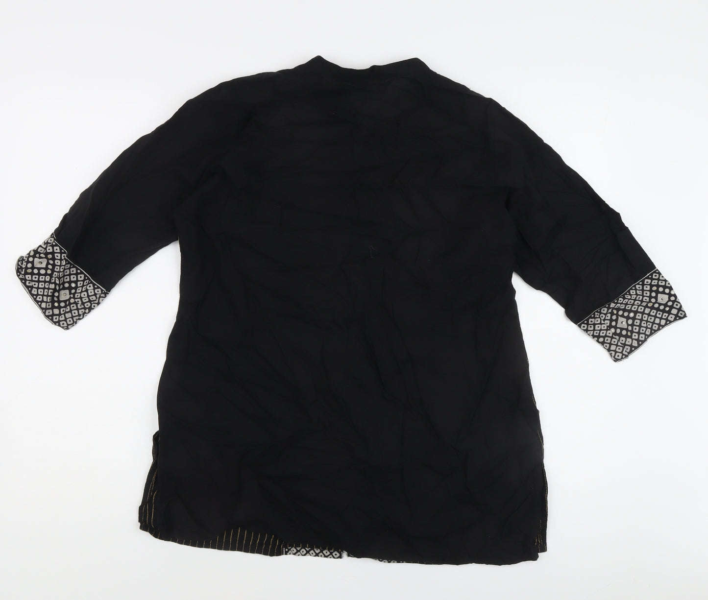 Akritii Women's Black Tunic Blouse XL, 3/4 Sleeve Boho