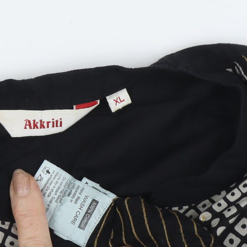 Akritii Women's Black Tunic Blouse XL, 3/4 Sleeve Boho