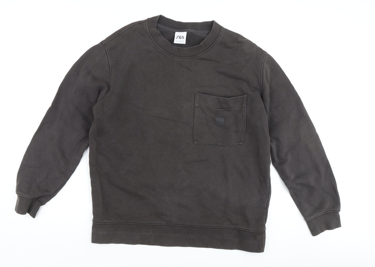 Zara Unisex Black Crew Neck Sweatshirt Size 14