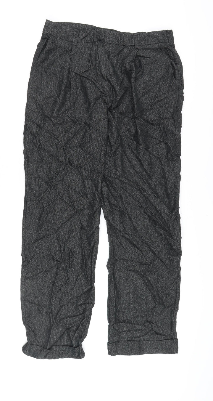 Oliver Bonas Women's Black Herringbone Trousers Size 10