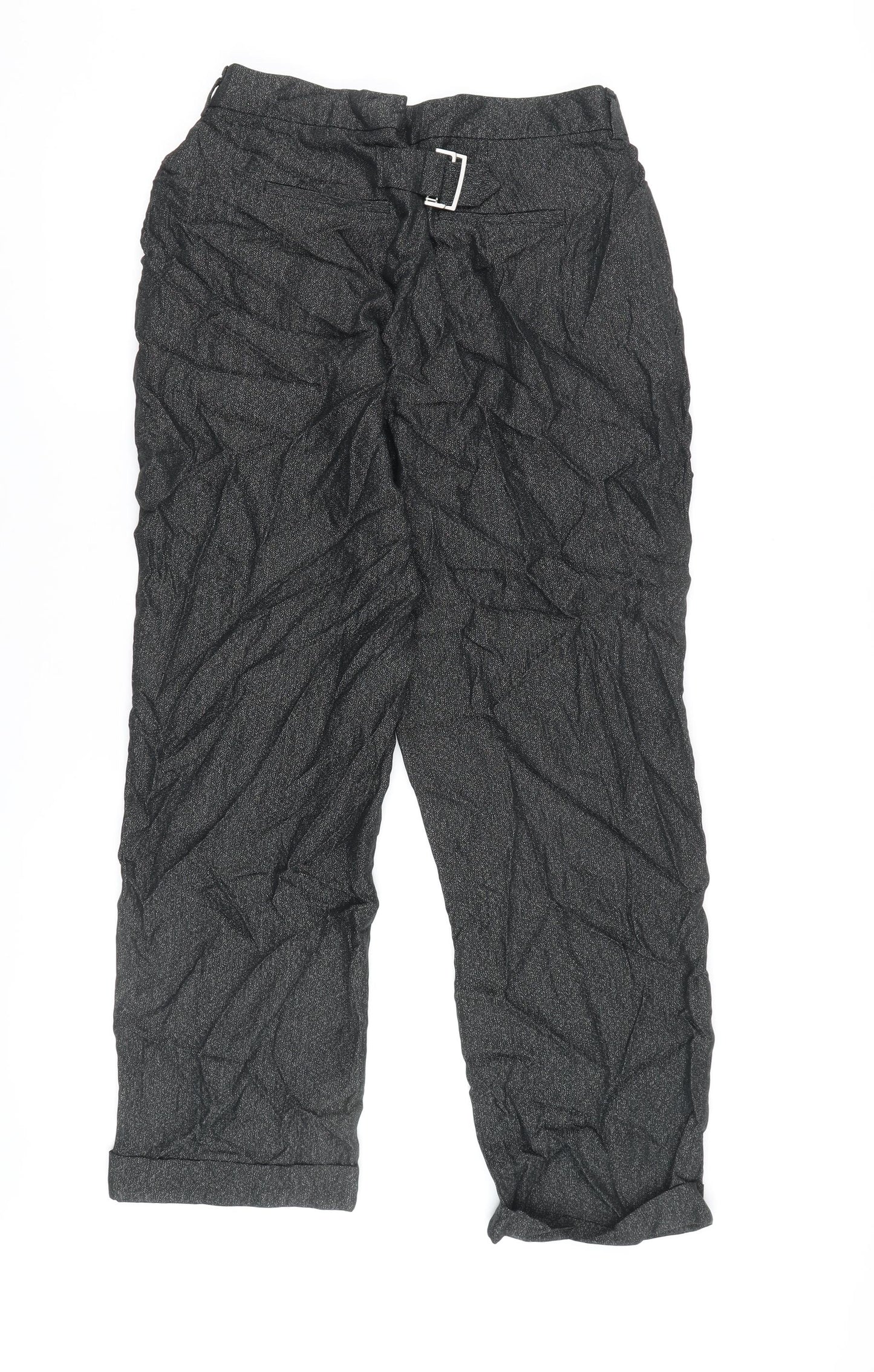 Oliver Bonas Women's Black Herringbone Trousers Size 10