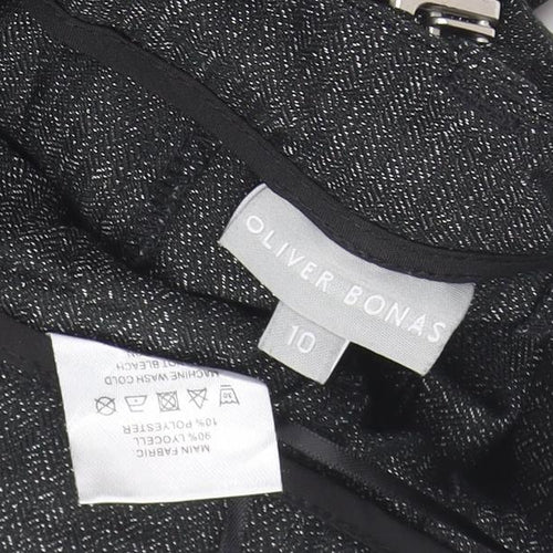 Oliver Bonas Women's Black Herringbone Trousers Size 10