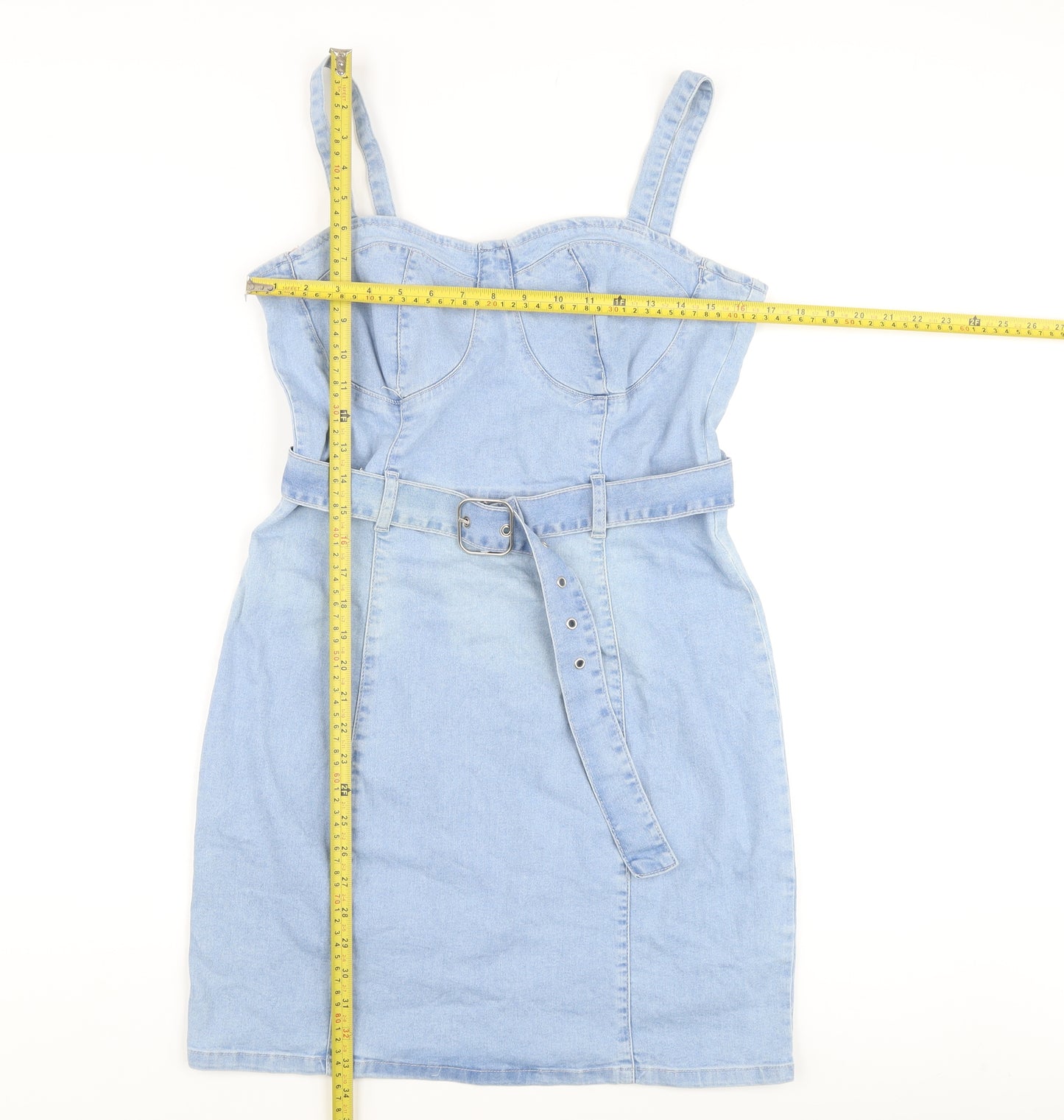 New Look Women's Blue Denim Tank Dress Size 14