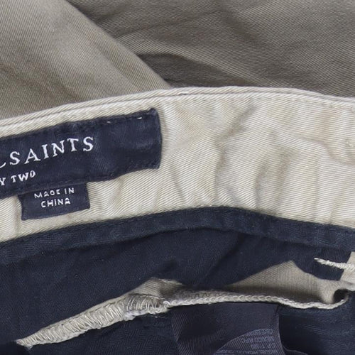 AllSaints Men's Beige Cropped Trousers, Size 32